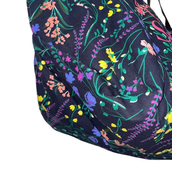 Victoria's Secret Floral Weekender Tote Bag Black Zippered - Picture 6 of 7